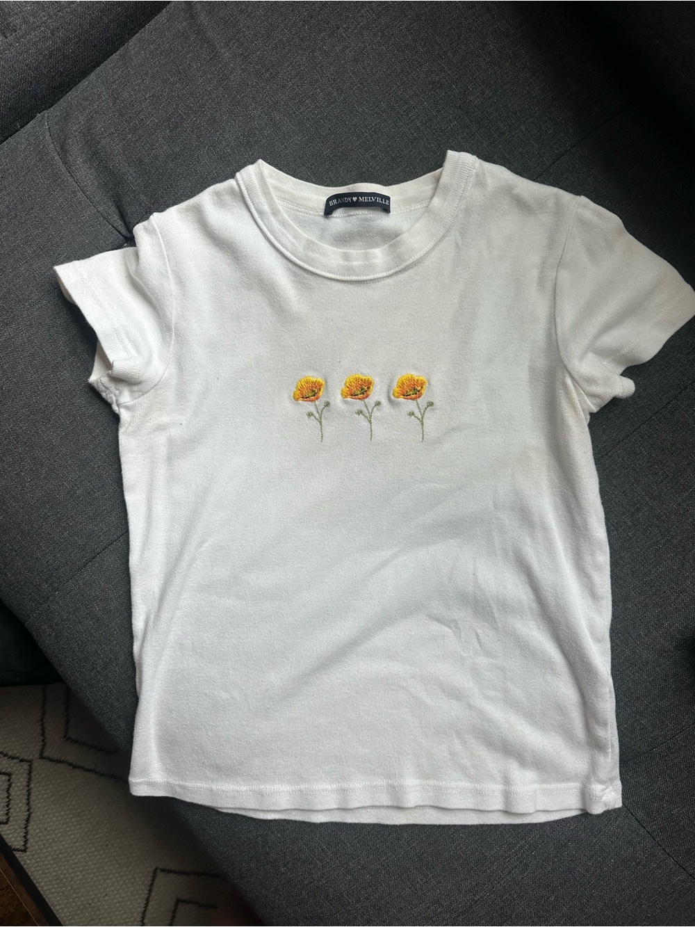Brandy Melville Ashlyn Top Embroidered Goldenrod